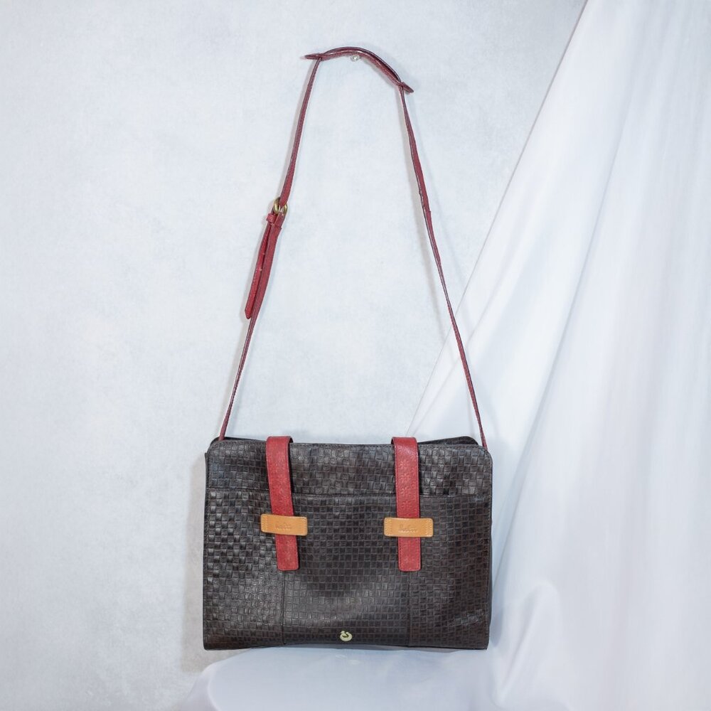 Holii Women's Textured Genuine Leather Shoulder Bag Handmade Brown Red Honey